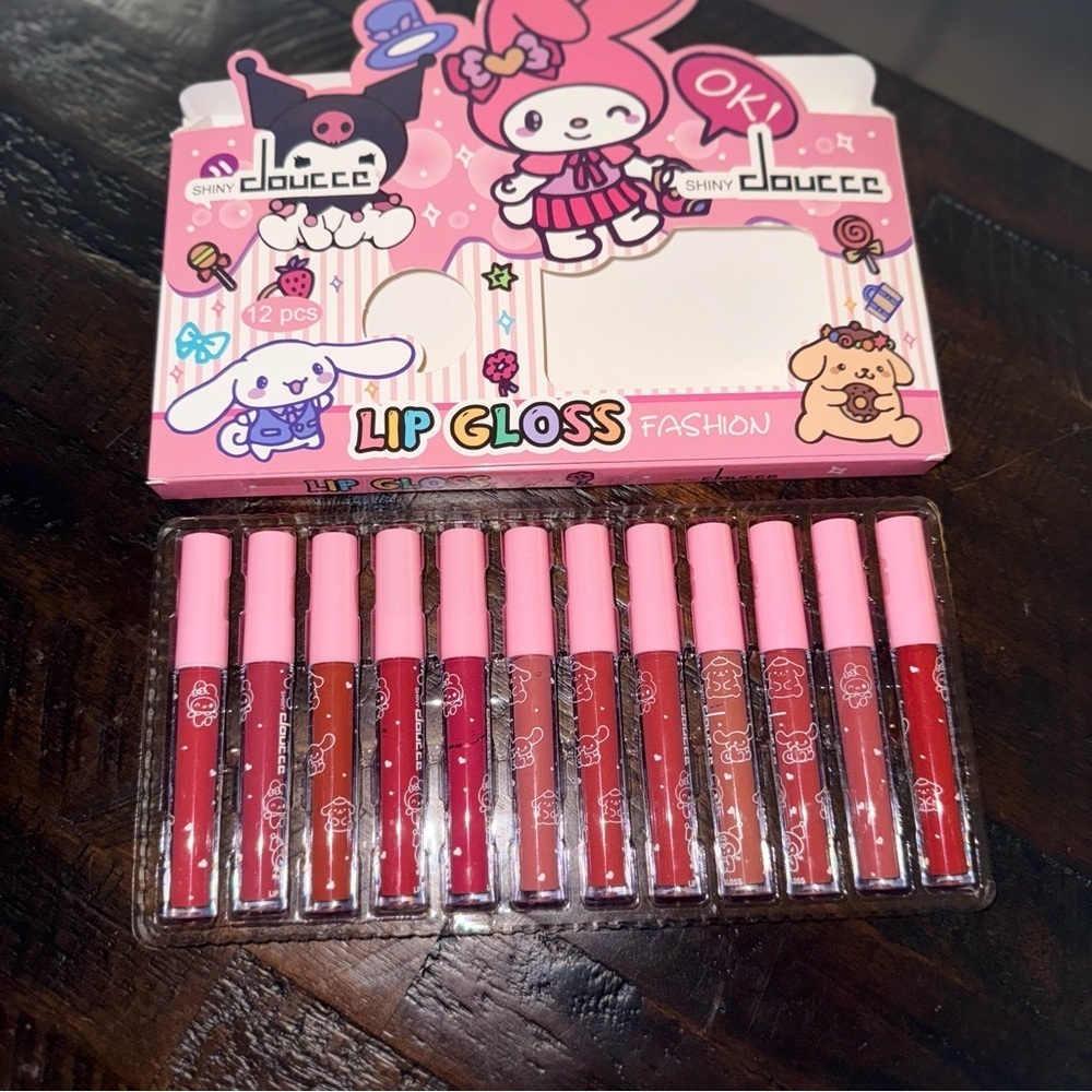 Shiny Doucce 12 Pcs Set Liquid Lip Gloss Fashion Makeup Melody Kuromi New